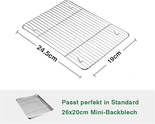 TEAMFAR Lot de 2 grilles de Refroidissement en Acier Inoxydable - pour Cuisson au Four - 24,5 x 19 x 1,5 cm - Sain et Durable - Passe au Lave-Vaisselle - Nail Gallerys