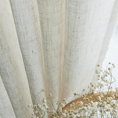 Rideau en Lin de Style Japonais Moderne Épaissir Le Rideau de Gaze contracté Chambre à Coucher Vague fenêtre Balcon Gaze ombrage écran de fenêtre-Blanc Ivoire, 1 pcs W130xH240cm, 1.Hook Top - Nail Gallerys