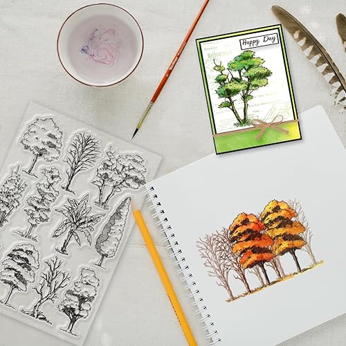 GLOBLELAND Tampons Transparents en Forme de Branche D'Oiseau Arbres Tampons en Caoutchouc Transparent Tampons en Silicone pour Bricolage Scrapbooking Album Photo Cartes 8.3x5.8in - Nail Gallerys