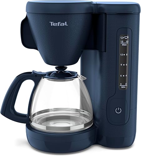 Tefal Morning CM2M1410 Cafetière filtre, carafe en verre, réservoir d'eau de 1,25 l, fonction maintien de la chaleur, filtre permanent, indicateur de niveau d'eau, bleu - Nail Gallerys