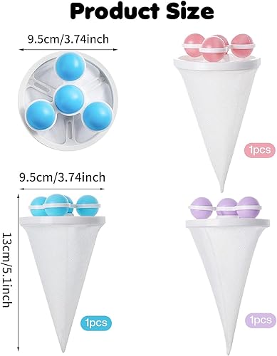Sacs en Filet pour Filtre à Cheveux, Attrape Poils Machine a Laver, Sacs Filtrants pour Machine à Laver, Boule Anti Poils Machine A Laver, Accessoires pour Lave-linge (3 PCS) - Nail Gallerys