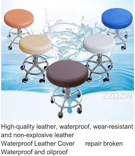 ZZDZW Couvre Tabouret Réglable,Housses de Tabouret à roulettes Imperméable,Cuir,Housse Tabouret de Travail PU Pivotant,pour Chaise Esthetique,Coiffure, Bureau,Coussin d'assise Rond Bar - Nail Gallerys