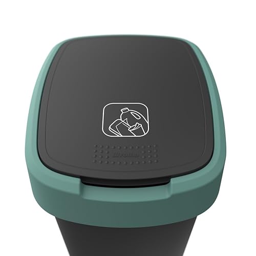 Rotho Twist Poubelle à déchets avec couvercle pour recyclage des déchets, sans BPA (25 l, noir/vert foncé) - Nail Gallerys