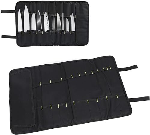 Sac à Couteaux de Chef à 20 Emplacements, Multifonctionnel, Portable, Rangement des Couverts, Protections de Rouleaux pour la Maison, la Cuisine, les Voyages et le Camping (Vert) - Nail Gallerys