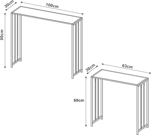 [en.casa] Set de 2 Tables Consoles Gigognes Ensemble de 2 Tables d'Appoint de Tailles Différentes pour Entrée Couloir Salon Design Industriel Intemporel Métal Panneau de Particules Noir - Nail Gallerys