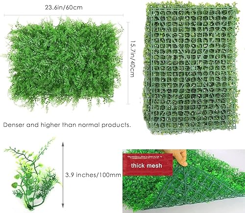 bimiti Lot de 12 murs de plantes artificielles - 60 x 40 cm - Protection UV - Pour décoration de paysage ou de fête de mariage - Nail Gallerys