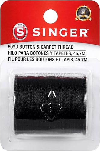 Singer 67110 Fil à Coudre pour Boutons et Tapis, 45,7 m, Noir, 9,7 x 3,8 x 6,3 cm - Nail Gallerys