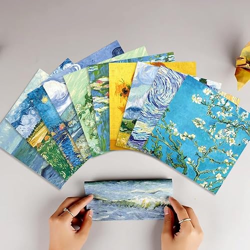 Lot de 60 feuilles de papier origami 20 cm x 20 cm double face Motif Van Gogh Peinture à l'huile Art Papier décoratif pour bricolage, scrapbooking, découpage, artisanat - Nail Gallerys