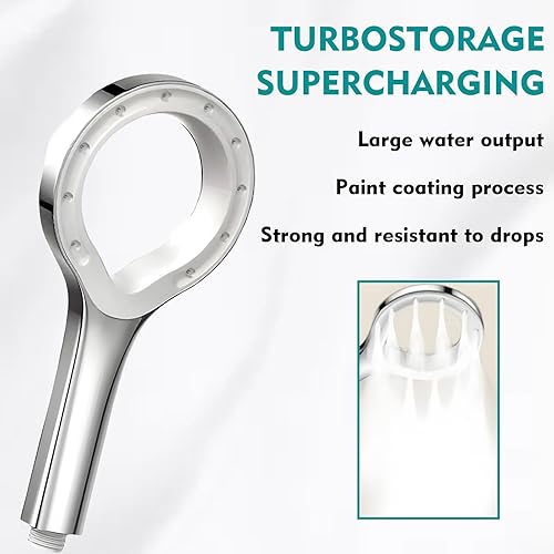 Pommeau de douche à économie d'eau - Douchette annulaire avec jet de brouillard et haute pression - Pommeau de douche anti-calcaire avec raccord universel - Design creux pour une répartition agréable - Nail Gallerys