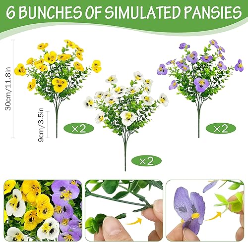YMIFEEY 6pcs Fleurs Artificielles Extérieures Resistant aux UV Balcon Fleur Artificielle Réalistes Fausse Plante Exterieur Interieur Arbuste Bouquet Artificiel Deco pour Jardin Maison Mariage Table - Nail Gallerys