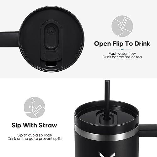 Gedux Gourde avec paille 1,2 l, gobelet isotherme avec anse anti-fuite, double paroi d'isolation sous vide, gobelet isotherme avec paille, couvercle protégé contre les éclaboussures (violet) - Nail Gallerys