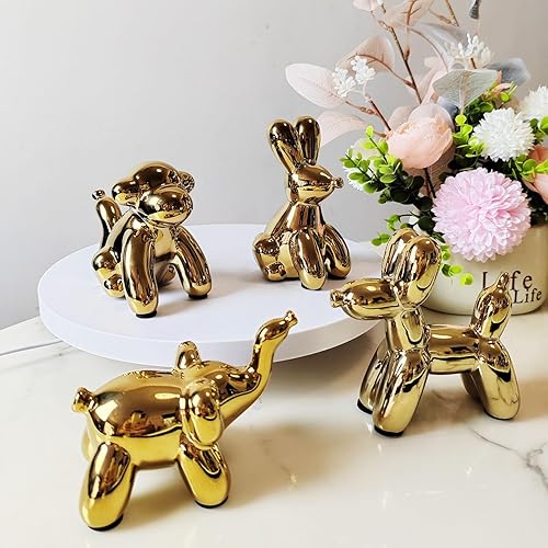 PIGPIGFLY Statuette Éléphant Ballon en Céramique Dorée - Décoration d'Étagère Bibliothèque & Intérieur Contemporain - Nail Gallerys