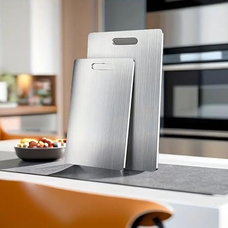 Urban Aura Planche à découper en titane 2025 pour cuisine, antiadhésive, double face et planche à découper en acier inoxydable 304 de qualité alimentaire, hygiène et durabilité - Nail Gallerys