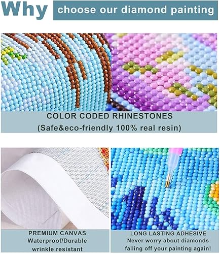 ECUCU DIY 5D Diamant Peinture Kits, Fleurs d'hortensia colorées Bricolage Diamond Pasted Painting Point de Croix Peinture Strass Broderie Craft pour Home Décoration Murale - Nail Gallerys