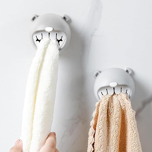 HJIAMA Porte Torchon 4 Pièces, Ours Mignon Crochet, Adhésif, Accroche Torchon pour Salle Bain, Chambre Coucher, Cuisine - Nail Gallerys