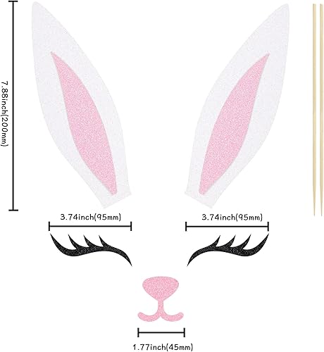 Gyufise Décoration de gâteau lapin de Pâques avec cils - Fournitures de décoration de gâteau pour fête d'anniversaire, mariage, fête prénatale, mangeur de printemps - Nail Gallerys