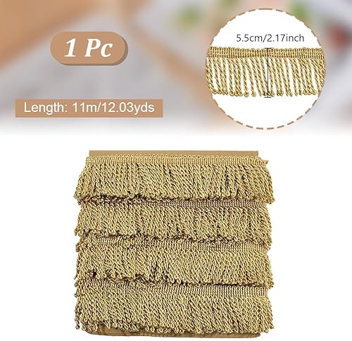NBEADS 11m x 5.5cm Bordure Dentelle à Franges, Garniture en Dentelle à Coudre Chainette Garniture à Franges Décorative en Polyester pour Rideau Boîte Canapé Fournitures de Décoration, Or - Nail Gallerys