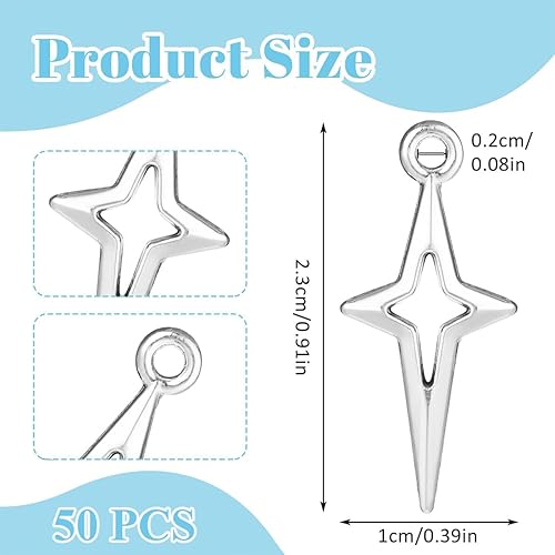 75 Pièces Breloques creation bijou, Pendentif étoile, Argent Antique Breloques charms pour Bracelet Collier Bracelet Boucles d'Oreilles DIY Fabrication Breloque pour Bijoux - Nail Gallerys