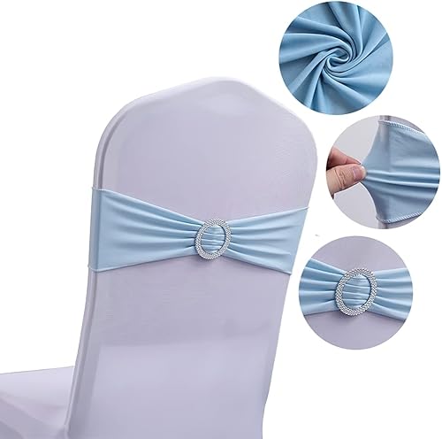 Bandeau de Chaise Noeuds de Chaise Rubans Extensibles,Noeuds Rubans Noeuds de Mariage pour décoration de fête de Mariage,hôtel,événement Housse de Chaise,Sky Blue,100Pcs - Nail Gallerys