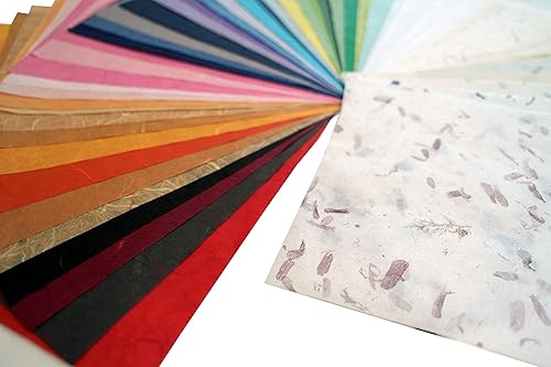 Lot de 40 feuilles de papier de mûrier 21,6 x 27,9 cm - Fabriqué à la main - Motif origami japonais Washi - Produits Unryu Thaïlande - Fabrication de cartes - Nail Gallerys