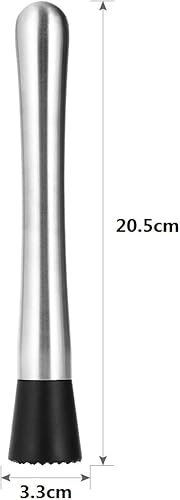 Voarge Pilon à cocktail, avec tête en plastique rainurée, en acier inoxydable, pour mojito, mixeur à fruits, idéal pour barman - Nail Gallerys