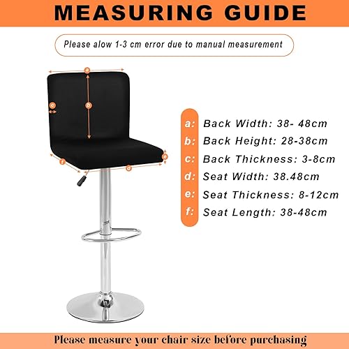 Teruntrue Lot de 4 Housses de Chaise Extensibles pour Tabouret de Bar avec Dossier, Amovibles et lavables pour comptoir de pub, Meubles, chaises de Salle à Manger (Noir) - Nail Gallerys