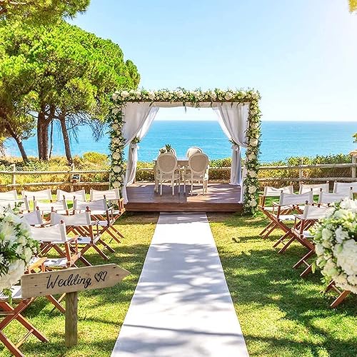 Chemins d'Allées pour Mariages - 1m/1.2m de Largeur - Tapis Blanc pour Cérémonie de Mariage Fête Promenade Evénement (2mm d'épaisseur) - Nail Gallerys