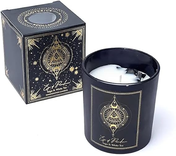 LivuX 1272 - Bougie de manifestation - Motif lune purifiante - Verre avec pierres précieuses - 8 x 7 cm - Moulée à la main en cire de soja et de palmier - Parfum Palo Santo et lavande - 120 g - Nail Gallerys