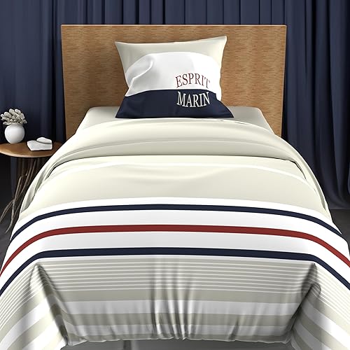 Soleil d'Ocre, Parure Housse de Couette 140x200 cm en Coton 57 Fils Marin Sable - Nail Gallerys