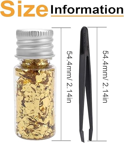 EIHI 3 Bouteilles Feuille D'Or Feuilles D'Or Et Feuilles De Métal Feuille Dor Decoration Feuille D'Or Multicolore Pour Décoration De Gâteaux Bricolage Fournitures Artistiques Avec Pince Et Brosse - Nail Gallerys