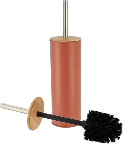 TENDANCE Brosse WC avec Support en métal Terracotta et Couvercle Bambou - Nail Gallerys