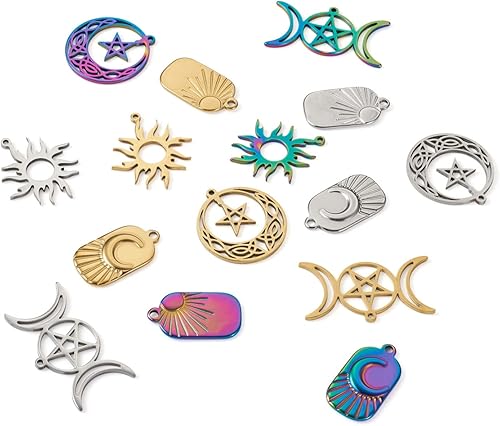 Pendentifs en acier inoxydable pour la fabrication de bijoux - Lettres mixtes - Feuille - Étoile - Lune - Forme humaine - Fait à la main - Boucles d'oreilles, bracelets, - Nail Gallerys