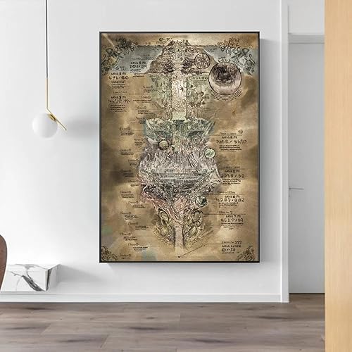 Rumlly Made In Abyss Map Poster And Prints Anime Painting On Canvas Wall Art Picture For Home Decor Living Room Decoration Cuadros 70x100cm No Frame - Nail Gallerys