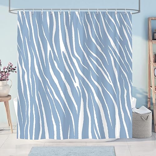 Dazzlewall Rideau de Douche Rayures Grises 180x180cm, Rideau de Bain Design Abstrait Géométrique, Tissu Imperméable Résistant Moisissures avec 12 Crochets - Nail Gallerys