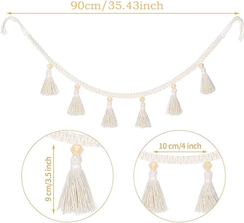 2 Pièces Guirlande Pompon, Guirlande Chambre Enfant, Guirlande à Franges, Guirlande à Franges en Coton Tissé, pour Chambre à Coucher, Fête d'anniversaire, Décoration De La Maison (Blanc) - Nail Gallerys