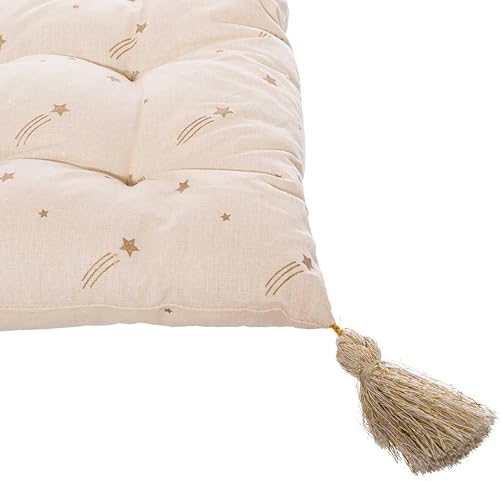 Matelas de Sol Enfant Coussin en Coton Doré étoilé et Pompons 60 x 120 cm - Atmosphera - Nail Gallerys