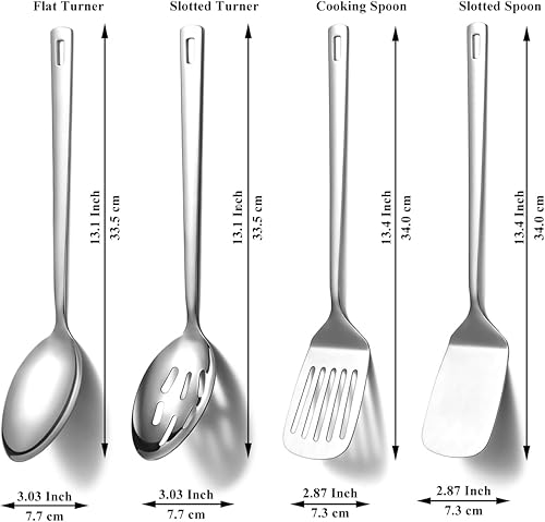 HOMQUEN Ensemble D'ustensiles de Cuisine en Acier Inoxydable 4 Pièces, Ensemble D'ustensiles de Cuisine, Ensemble Grattoirs D'ustensiles de Cuisine, Cuillère à Cuisson,Gadgets de Cuisine Accessoires - Nail Gallerys