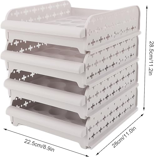 Tyenaza Récipient à Oeufs De Réfrigérateur, 4 Pièces Récipient à Oeufs pour Réfrigérateur PP Empilable Antichoc Tiroir à Oeufs Organisateur Boîte De Rangement pour la Maison(4 Layer) - Nail Gallerys