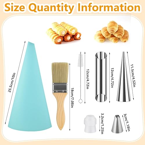 ZDNT Lot de 23 moules à cannoli en acier inoxydable pour rouleau de crème, tubes à cannoli, moules à croissant, moule à pâtisserie, moule à cannoli pour pâtisserie danoise - Nail Gallerys
