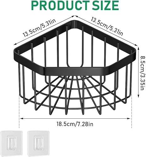 TOKPLNU Organiseur d'évier de cuisine triangulaire en acier inoxydable avec crochet adhésif, panier à ustensiles de vaisselle, porte-éponge auto-drainant pour éponges, brosses, savon, noir - Nail Gallerys
