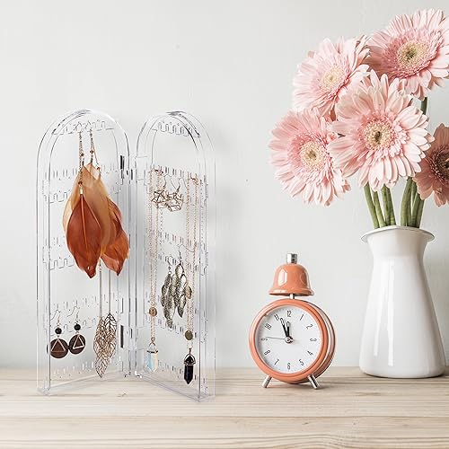 Relaxdays Porte Bijoux Acrylique Présentoir Joaillerie Pliable Boucles d’oreille Colliers 28x42x2 cm Limpide - Nail Gallerys