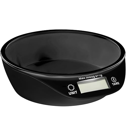 Retoo Balance de Cuisine avec Bol, 5 kg/11 lb, Électronique, Précision, pour la Cuisson, Grand écran Numérique LCD, Fonction Tare, Auto-arrêt, Capacité de 700 ml, 20 cm x 18 cm x 5,5 cm, Noir - Nail Gallerys