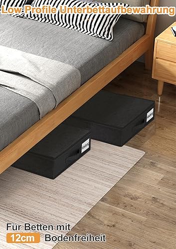 Huquter Lot de 2 boîtes de rangement sous le lit avec couvercle, avec support de sol, grand sac de rangement pliable en tissu avec fermeture éclair pour couettes, noir - Nail Gallerys
