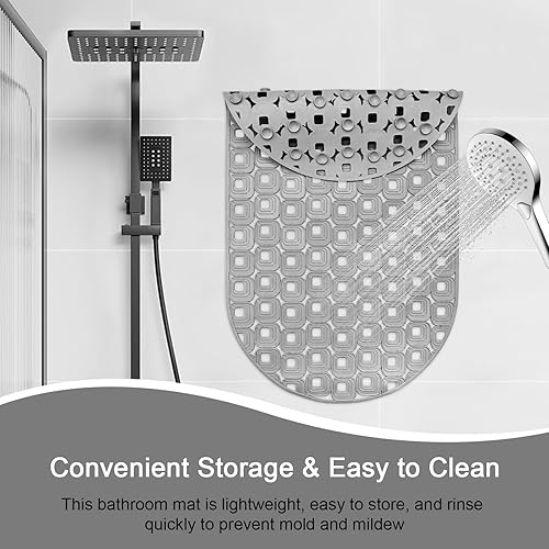 Tapis de bain antidérapant 40 x 70 cm - Sans BPA - Pour enfants et bébés - Avec ventouses - Avec trous de drainage - Gris - Nail Gallerys