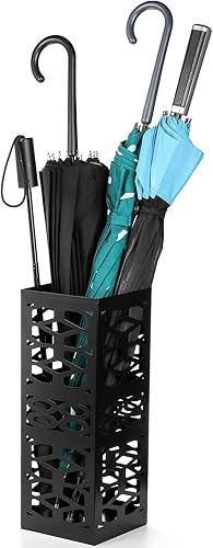 ZENFUN Porte-parapluie carré en métal pour entrée, organiseur de parapluie, bac de rangement autonome pour la maison, le bureau, l'hôtel, noir, 15 x 15 x 40 cm - Nail Gallerys