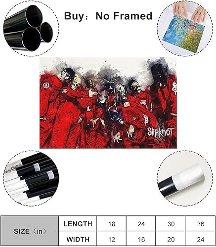 Impression sur toile en métal Orchestra Slipknot - Décoration murale - Pour salon, chambre à coucher - 50 x 75 cm - Sans cadre : 1 - Nail Gallerys
