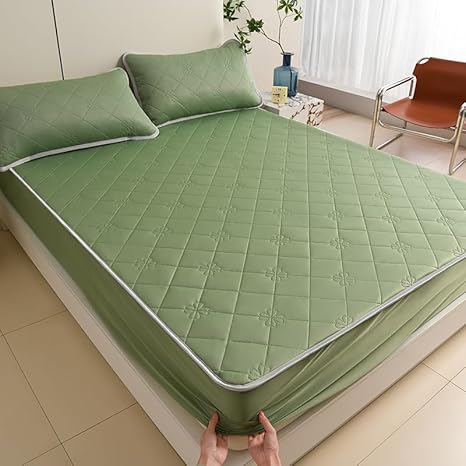 Drap-housse matelassé au toucher frais - Protection de matelas d'été, unie, respirante, rafraîchissante, douce, antidérapante, pour chambre à coucher climatisée (bleu, 90 x 200 cm) - Nail Gallerys