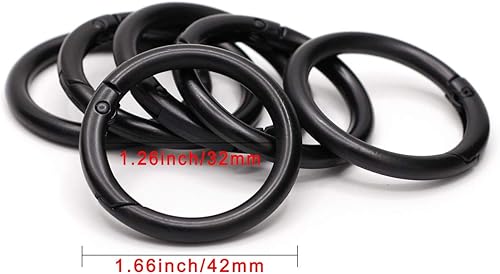 Flying Horse66 Lot de 6 anneaux ronds à ressort en alliage de zinc, 32 mm, pour sacs, sacs à main, Noir , Inside diameter: 32mm - Nail Gallerys