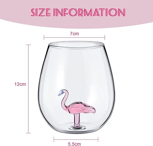 YILANJIN Verres à Vin, 2 Pièces 500 ml Verres de Flamant Rose en Cristal pour Anniversaire, Tasse en Verre pour Mariage, Verres à Boisson Transparent pour Restaurant, Maison, Femme (Transparent, Rose) - Nail Gallerys