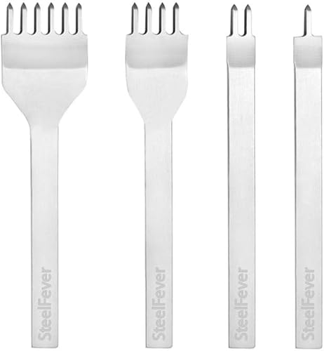 4Pcs Cuir Kit Outils Perforatrice, 4mm DIY Perforatrice Artisanat du Cuir Griffe Prong Outils de Couture Ciseau pour Artisanat En Cuir Set 1/2/4/6 Dents (4MM) - Nail Gallerys